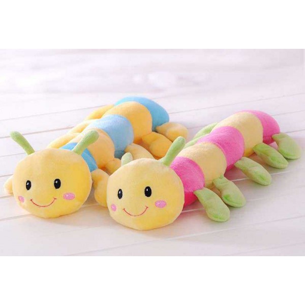 Cute Stuffed Pink and Blue Baby Caterpillar Plush Animal Soft Toy